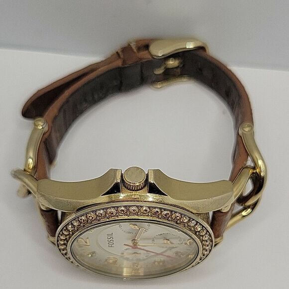 Fossil Riley ES3723 Women's Brown Leather Analog Silver Dial Quartz Watch DE19 - Picture 7 of 10